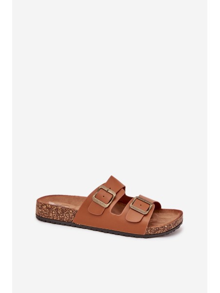 Women's sandals on cork platform with buckles Camel Vesina