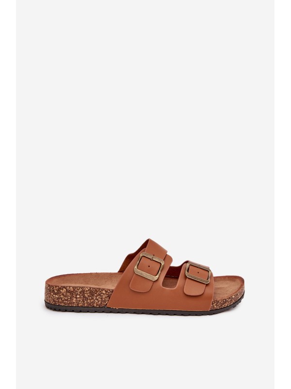 Women's sandals on cork platform with buckles Camel Vesina