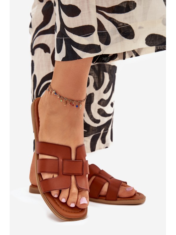 Women's sandals on flat heel Camel Mirona