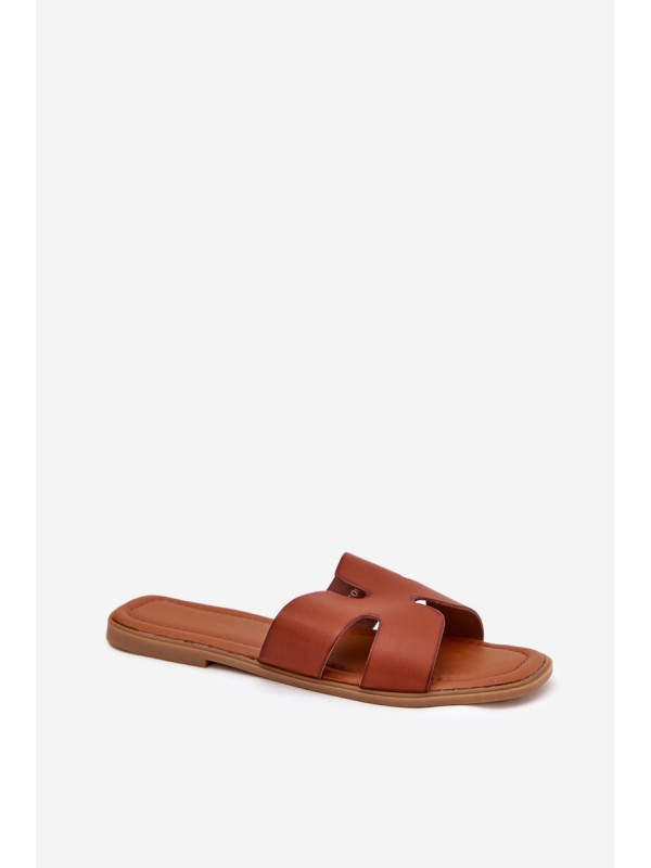 Women's Flat Sandals With Cutouts Camel Salyra