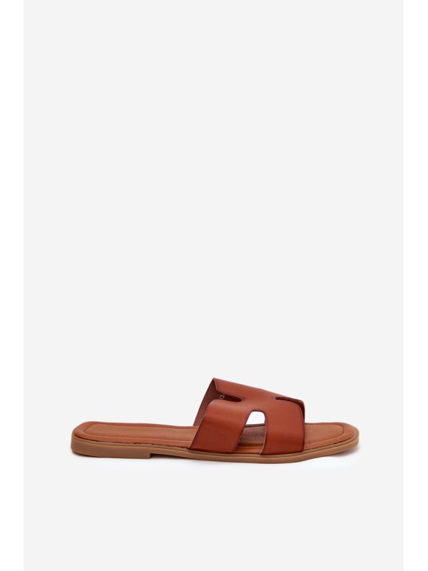 Women's Flat Sandals With Cutouts Camel Salyra