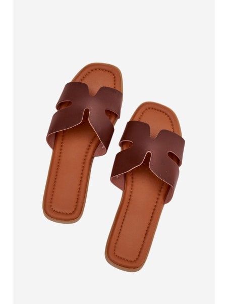 Women's Flat Sandals With Cutouts Dark Brown Salyra