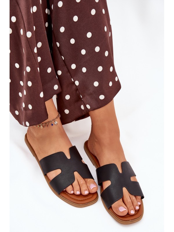 Women's Flat Sandals With Cutouts Black Salyra