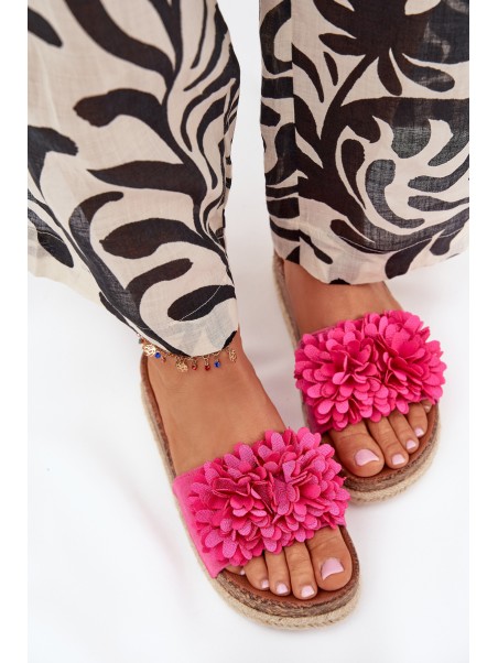 Womens platform sandals with decorative flowers fuchsia Tessara