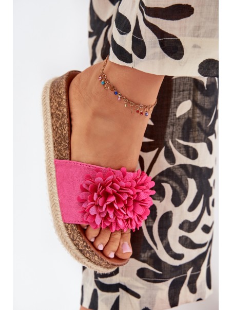 Womens platform sandals with decorative flowers fuchsia Tessara