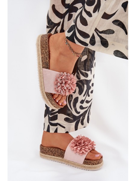 Women's Platform Sandals With Decorative Flowers Pink Tessara