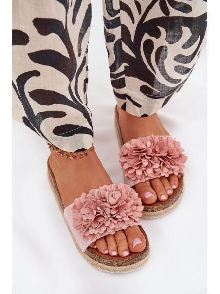 Women's Platform Sandals With Decorative Flowers Pink Tessara