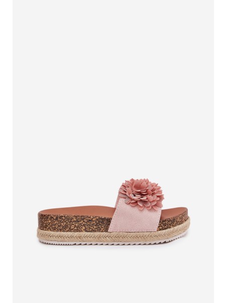 Women's Platform Sandals With Decorative Flowers Pink Tessara