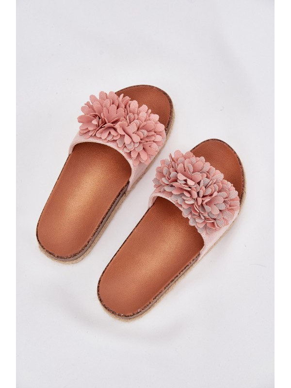 Women's Platform Sandals With Decorative Flowers Pink Tessara
