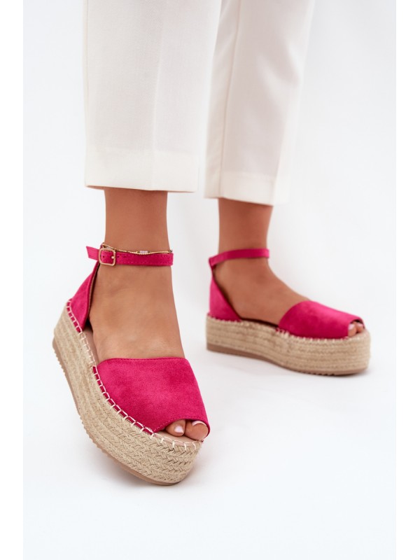 Women's platform espadrilles with weaving fuchsia Selise 2