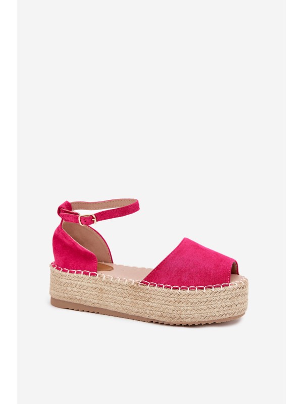 Women's platform espadrilles with weaving fuchsia Selise