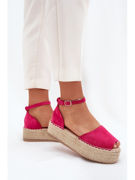 Women's platform espadrilles with weaving fuchsia Selise