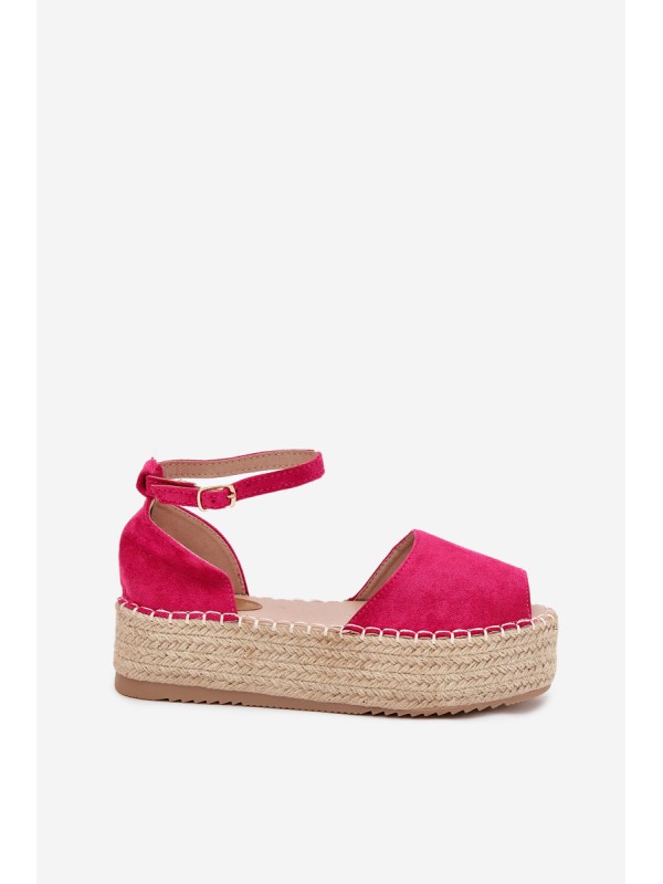 Women's platform espadrilles with weaving fuchsia Selise
