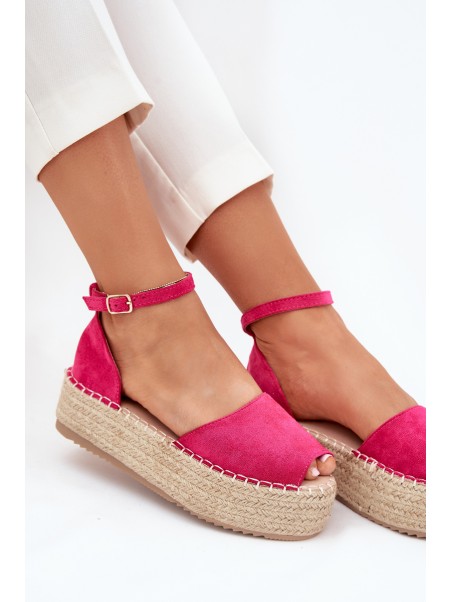 Women's platform espadrilles with weaving fuchsia Selise