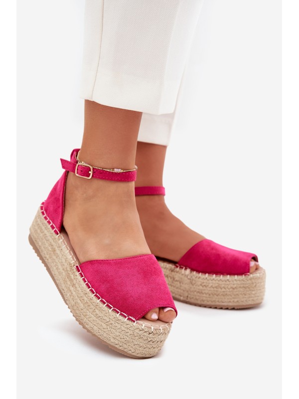 Women's platform espadrilles with weaving fuchsia Selise