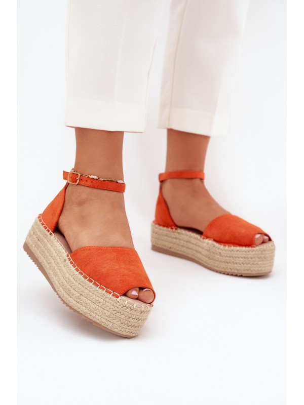 Women's espadrilles on a platform with weaving orange Selise