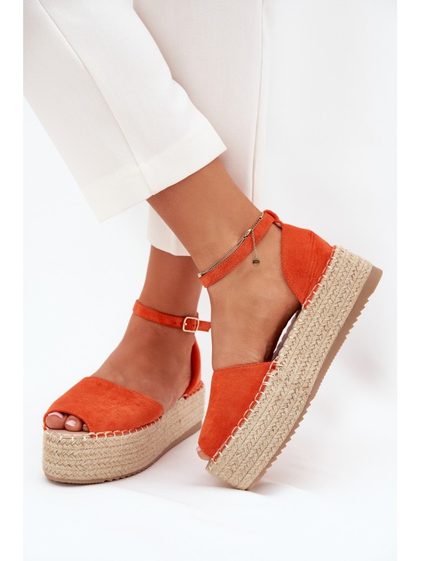Women's espadrilles on a platform with weaving orange Selise 2
