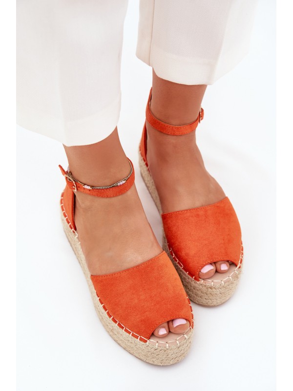 Women's espadrilles on a platform with weaving orange Selise