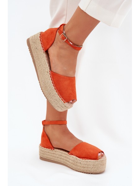 Women's espadrilles on a platform with weaving orange Selise