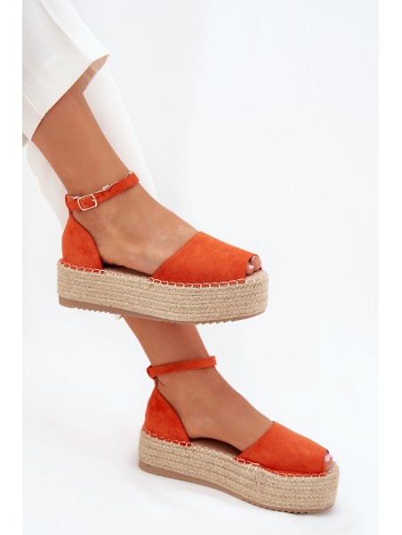 Women's espadrilles on a platform with weaving orange Selise