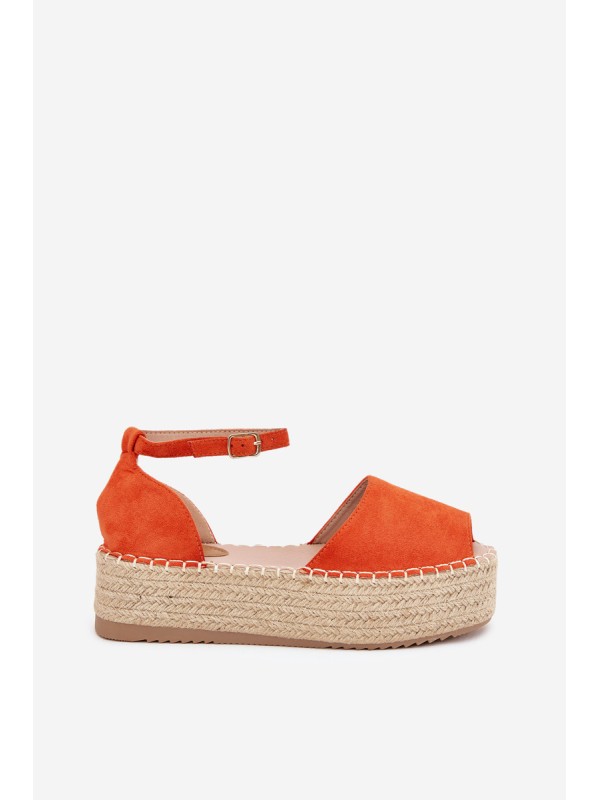 Women's espadrilles on a platform with weaving orange Selise
