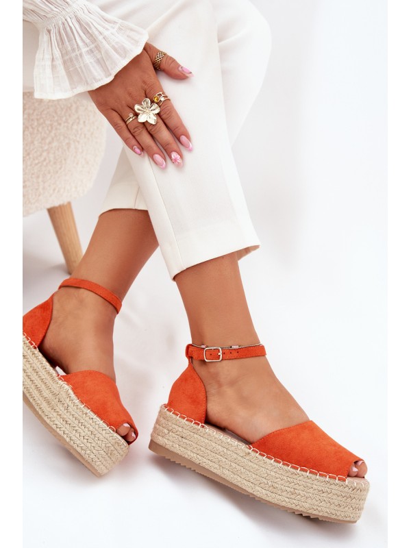 Women's espadrilles on a platform with weaving orange Selise