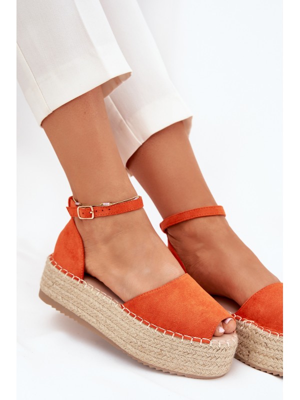 Women's espadrilles on a platform with weaving orange Selise