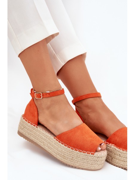 Women's espadrilles on a platform with weaving orange Selise