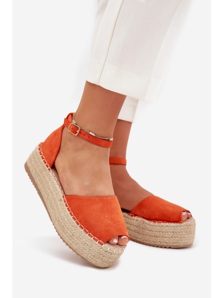 Women's espadrilles on a platform with weaving orange Selise