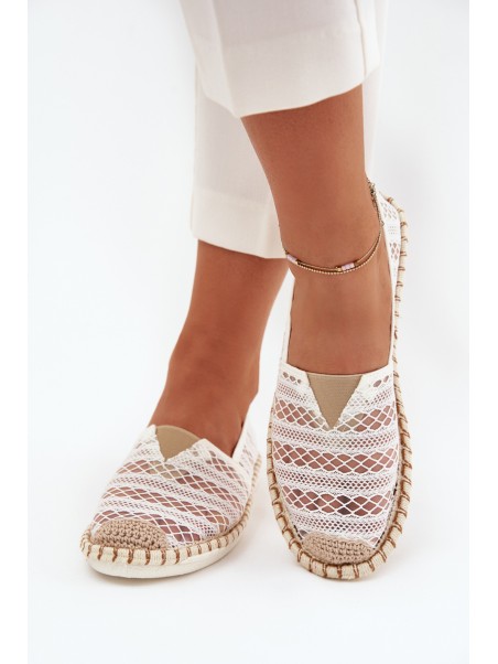 Lace Women's Espadrilles With Mesh White Faylira