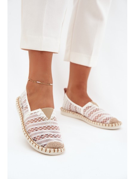 Lace Women's Espadrilles With Mesh White Faylira