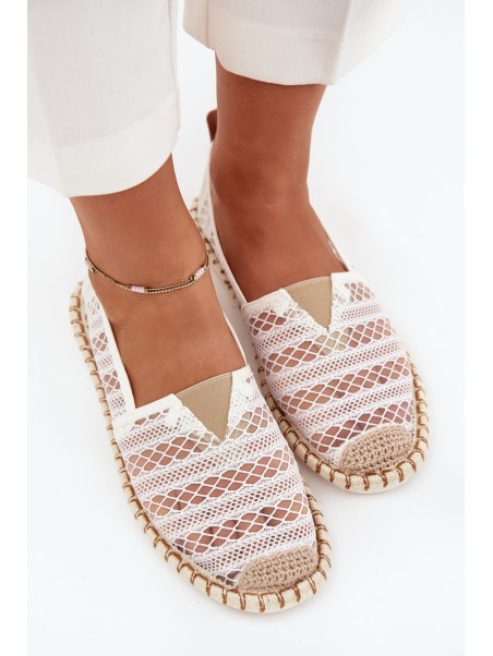 Lace Women's Espadrilles With Mesh White Faylira