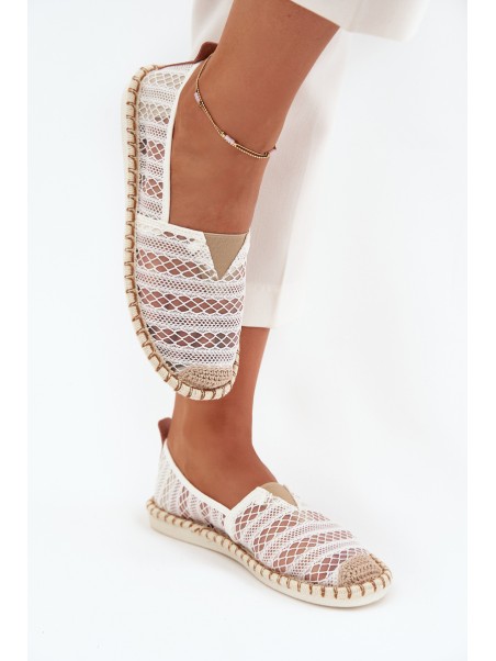 Lace Women's Espadrilles With Mesh White Faylira
