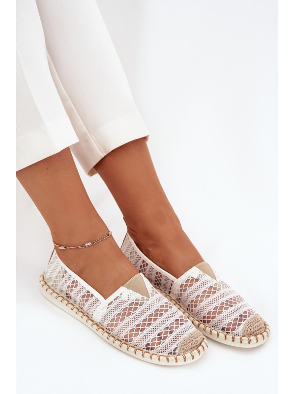 Lace Women's Espadrilles With Mesh White Faylira
