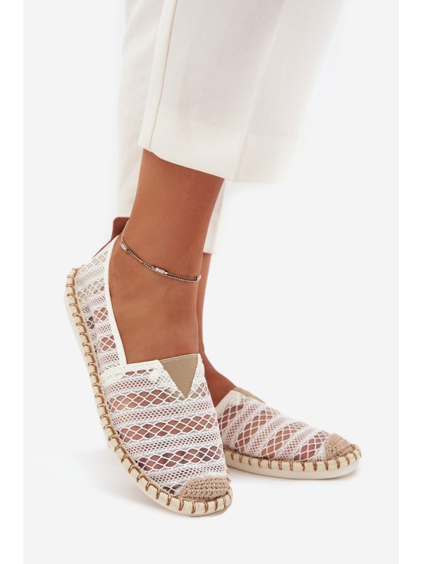 Lace Women's Espadrilles With Mesh White Faylira