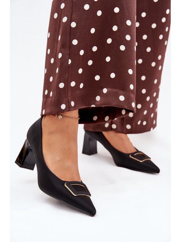 Heels with decorative buckle black Seriva 2
