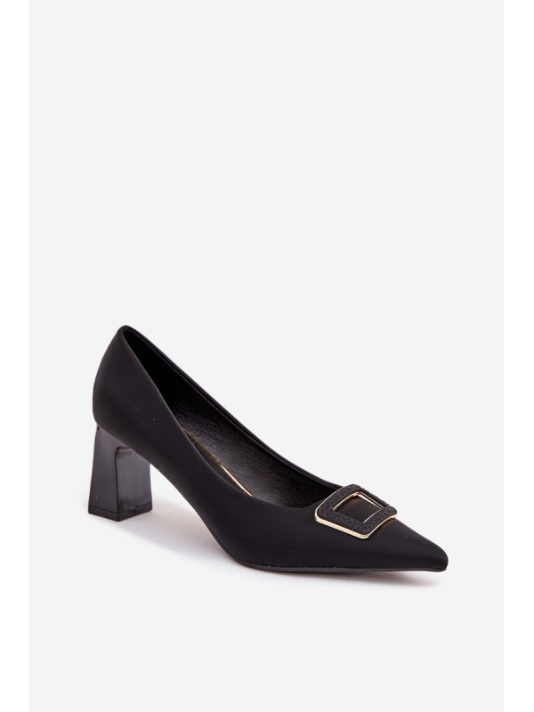 Heels with decorative buckle black Seriva