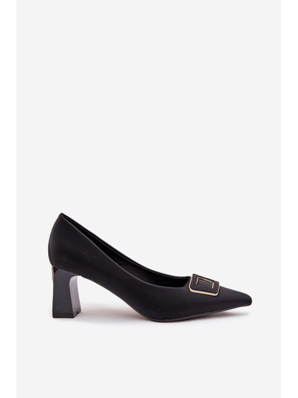 Heels with decorative buckle black Seriva