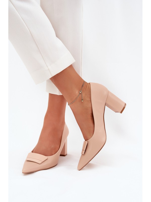 Heels with decoration beige Celira