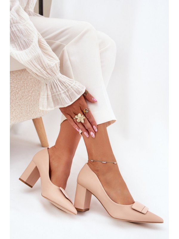 Heels with decoration beige Celira