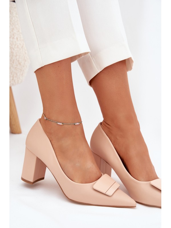 Heels with decoration beige Celira