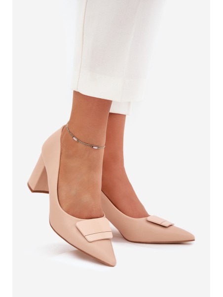 Heels with decoration beige Celira