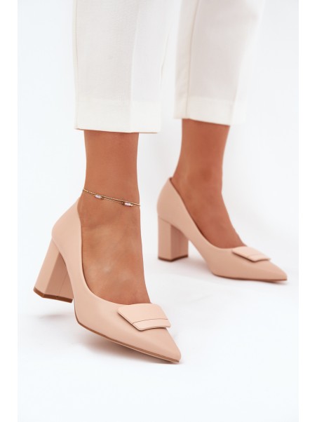 Heels with decoration beige Celira