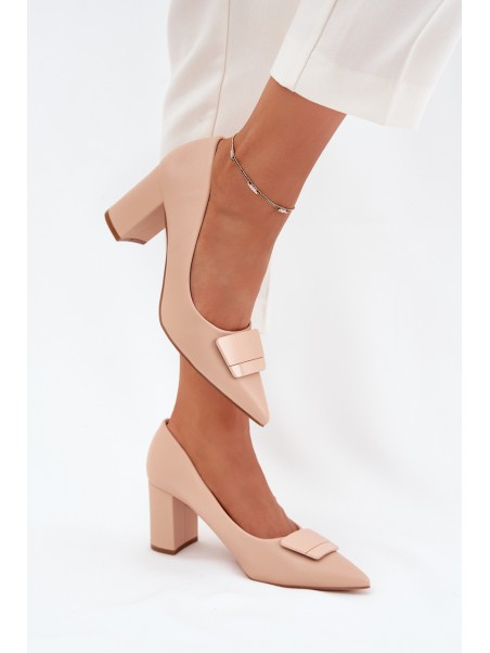 Heels with decoration beige Celira