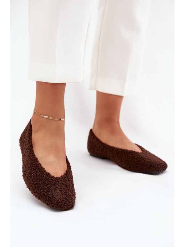Ladies Ballet Flats With Sheepskin Chocolate Zimira