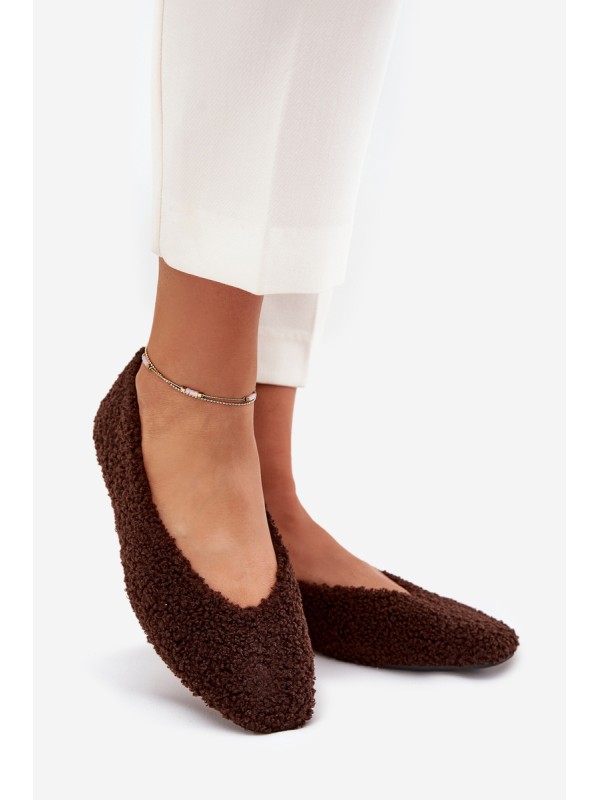 Ladies Ballet Flats With Sheepskin Chocolate Zimira