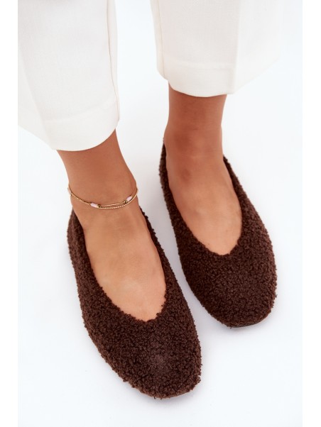 Ladies Ballet Flats With Sheepskin Chocolate Zimira