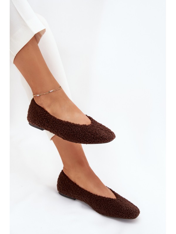 Ladies Ballet Flats With Sheepskin Chocolate Zimira