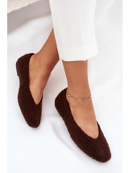 Ladies Ballet Flats With Sheepskin Chocolate Zimira