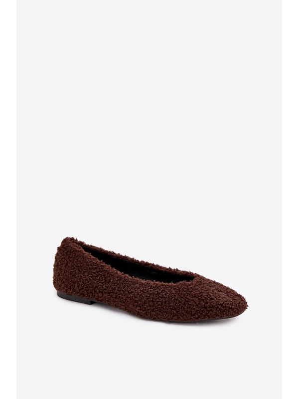 Ladies Ballet Flats With Sheepskin Chocolate Zimira